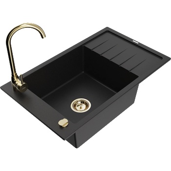 Mexen Elias мивка гранитна 1-камерна с отцедник и кухненски смесител Telma, черен - 6511-77-670200-50 (6511-77-670200-50)