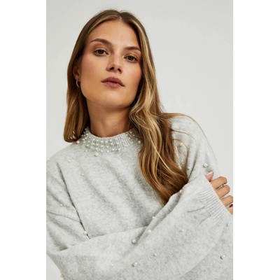 Moodo Суитшърт с декорация от перли в сиво Moodo Moodo | Siv | ЖЕНИ | XS