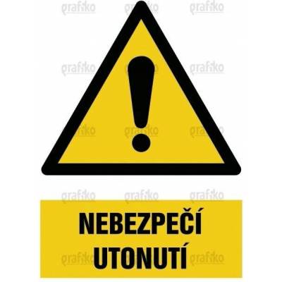 Grafiko | Výstraha, nebezpečí - Text obrázku Nebezpečí utonutí, Materiál Plast, Rozměr 297x210mm