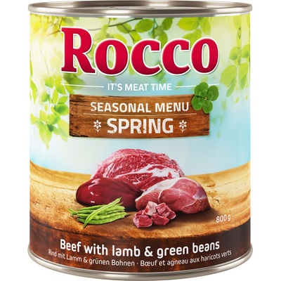 Rocco 24x800г Rocco Menue, консервирана храна за кучета - агнешко със зелен фасул