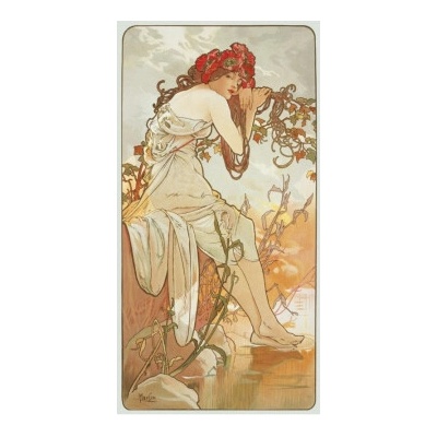 Pohlednice Alfons Mucha-Summer-pohled dlouhý A-9054