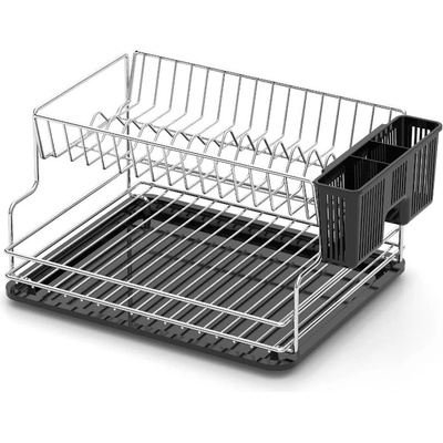 TEKNO TEL СУШИЛНИК ЗА СЪДОВЕ TEKNO TEL KB-005BP , 2 нива , хром-черно , 42 x 30 x 21 см (3000150040)