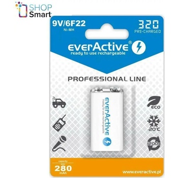 everActive Акумулаторна Батерия R22 9V NiMH 280mAh/320 precharged 1бр. в опаковка EVERACTIVE (EVHRL22-320)