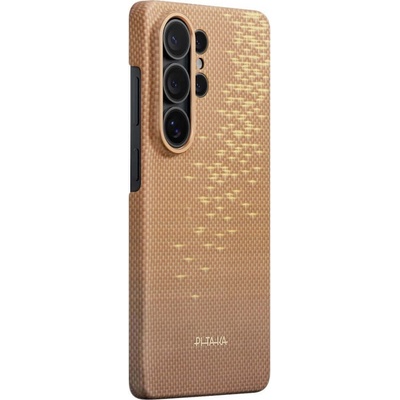 PITAKA Кевларен кейс с MagSafe за Samsung Galaxy S26 Ultra - Pitaka Edge Golden Glint Aramid Fiber MagSafe Case Aaron Button (KS2606U)