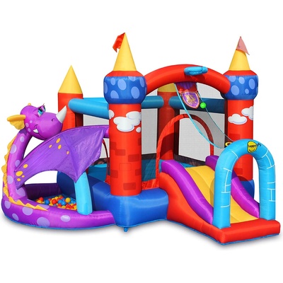 Felyx Toys HAPPY HOP Батут замък с дракон, топки и помпа 350x350x245