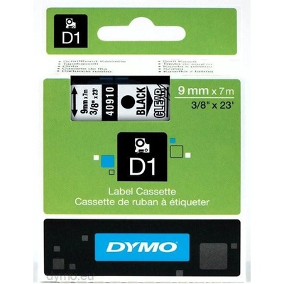 Dymo páska D1 9 mm x 7 m černý tisk, průhledná páska 40910 (S0720670)