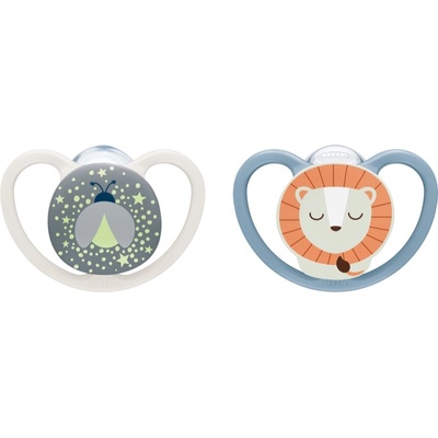 Nuk Perfect Match Air Night 6-18 m биберон Firefly/Lion 2 бр