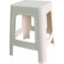 MEGA PLAST Mega Plast, Taburet polyratan, 45 x 35,5 x 35,5 cm, bílý