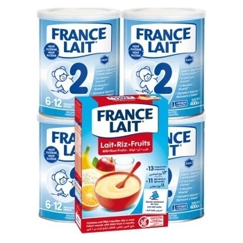 France Lait 2 v 4x400 g + Ryžová mliečna kaša ovocná 250 g
