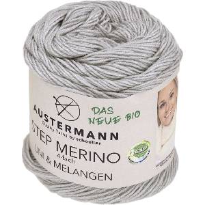 Austermann Step Merino 4 Uni & Melangen 90317-1001 Light Grey Melange Плетива прежда (90317-1001)