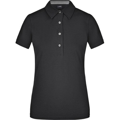 James & Nicholson JN 969 Dámske piqué polo čierna čierna biela