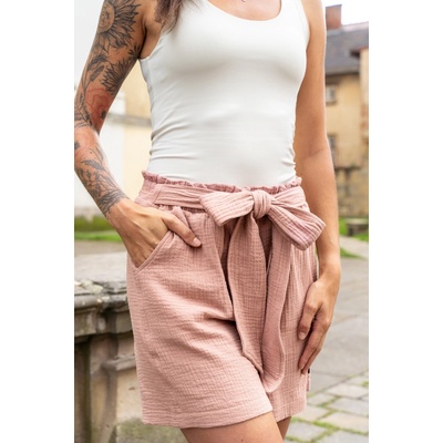 Jsem máma dámské BIO mušelínové kraťasy starorůžové