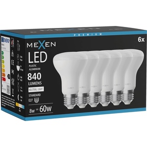 Mexen Nova 6x LED крушка E27, R63, 8W, Неутрална - 4000K, 840 lm - L104-E27-0840-01x06 (L104-E27-0840-01x06)