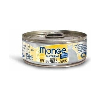 MONGE Natural Cat tuniak s kuracími prsiami a kukuricou 80 g