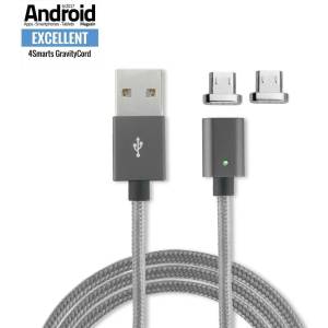 4smarts USB Кабел Магнитен, 4Smarts Gravitycord micro-USB 2pcs, Сив (4S468489)