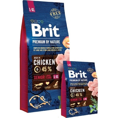 Brit Premium by Nature Senior L+XL Храна за кучета, суха, за възрастни, с ябълка, пилешко, царевица, 15 kg