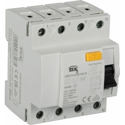 Proudový chránič KRD10 4P 25A 100mA B Ideal