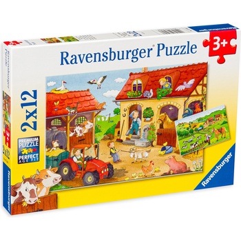 Ravensburger Пъзел Ravensburger от 2 x 12 части - Ферма (7560)