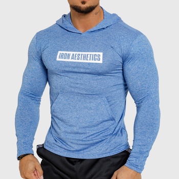 Iron Aesthetics pánske tričko s kapucňou Active Fit modré