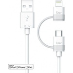 iLuv USB кабел 2в1 за Lightning и MicroUSB устройства - iLuv Combo 2-in-1 Lightning and MicroUSB Cable (бял) (ICB267WHT)