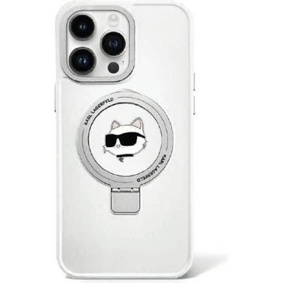 KARL LAGERFELD Кейс Karl Lagerfeld KLHMP15LHMRSCHH за iPhone 15 Pro 6.1"", бял / бял, твърд, Ring Stand Choupette Head MagSafe