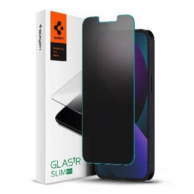 Калено стъклено защитно покритие с определен ъгъл на виждане за дисплея за iPhone 14, iPhone 13, iPhone 13 Pro - Spigen Glass. Tr Slim Privacy Tempered Glass (AGL03393)