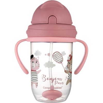 Canpol babies Bonjour Paris Cup чаша със сламка Pink 270ml