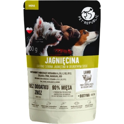 Pet Republic PetRepublic фино нарязани парченца в деликатен сос - агнешко 100 г за кучета