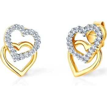 Image 1 of SAVICKI Обеци сърца Savicki: злато, циркони