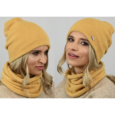 Fashionweek alpakový zimní set čepice komin ZIZI-AL2 hořčičný