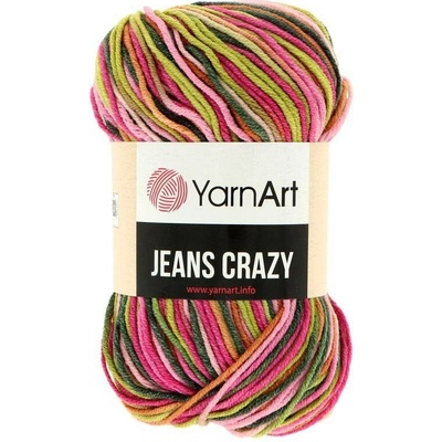 YarnArt Jeans Crazy 7206 růžová zelená