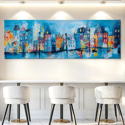 Obraz na plátně - Na nábřeží v Haagu FeelHappy.cz Velikost obrazu (šířka x výška): 90 x 30 cm