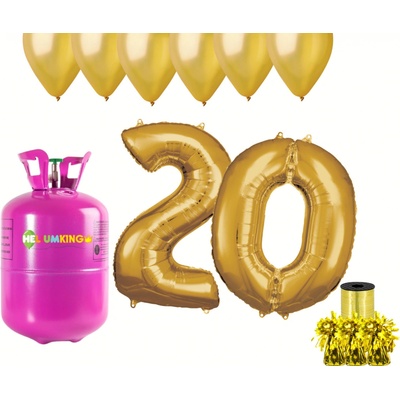 HeliumKing Helium párty set na 20. narozeniny se zlatými balónky