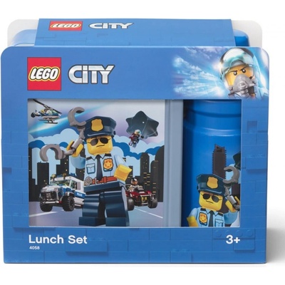 LEGO® svačinový set City modrý box + láhev