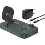 4smarts Qi2 Charging Station Trident - двойна поставка (пад) за безжично зареждане за iPhone с MagSafe, Apple Watch, AirPods Pro и Qi съвместими мобилни устройства (черен)