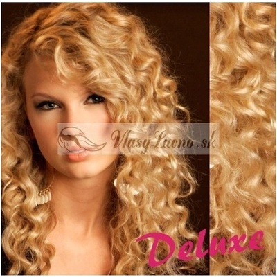 DELUXE prírodné blond Clip in vlasy kučeravé 50-53 cm