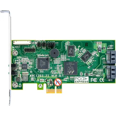 ARECA ARC-1203-2i 2port internal SATA 6G RAID /2xSATA III/, ARM 1066MHz processor, 512MB RAM, PCIe 2.0 x1, RAID 0, 1, Single Disk or JBOD, Low profile (ARC-1203-2I)
