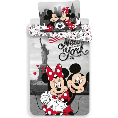 Jerry Fabrics obliečky Mickey and Minnie in New York Bavlna 140x200 70x90