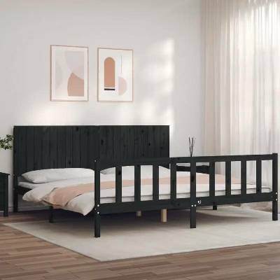 Nábytek XL 3192970 Rám postele s čelem černý masivní dřevo