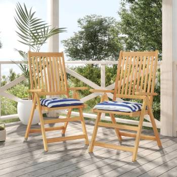 Image 1 of vidaXL Възглавници за стол 2 бр синьо-бяло райе 50x50x7см Оксфорд плат (361543)