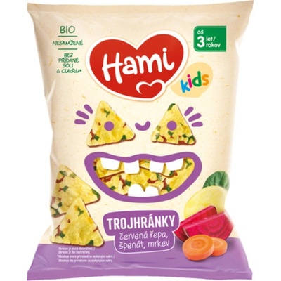 Hami Trojhránky červená řepa, špenát, mrkev 30 g