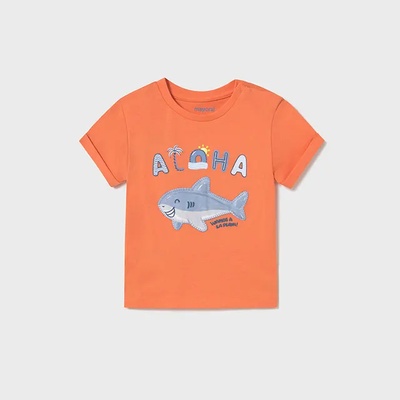MAYORAL Тениска къс ръкав акула Aloha в оранжев цвят за мини момче Майорал