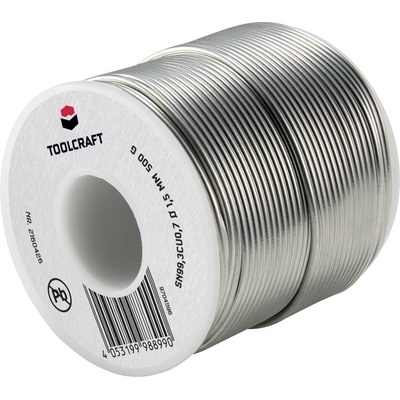 TOOLCRAFT spájkovací cín bez olova cievka Sn99,3Cu0,7 ROL1 500 g 1.5 mm