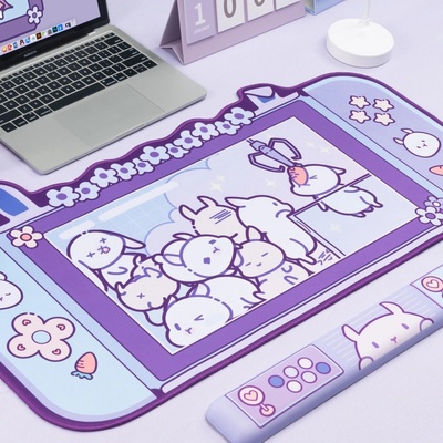 DATA FROG Kawaii Rabbit Extra Large Gamer Podložka pod myš Protiskluzová přírodní pryž Laptop PC Herní podložka pod myš Silikonová zápěstí Příslušenství