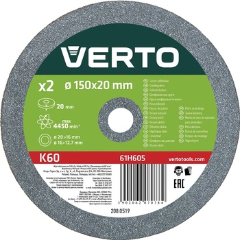 Verto Brúsne kotúče 150 x 20 / 16 / 12.7 x 20 mm 61H605 2 ks
