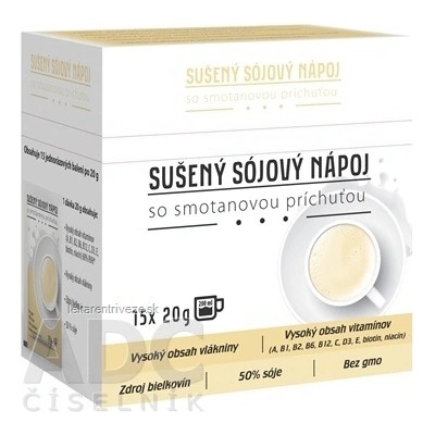 asp SUŠENÝ SÓJOVÝ NÁPOJ so smotanovou príchuťou nápoj v prášku, vrecúška 15 x 20 g