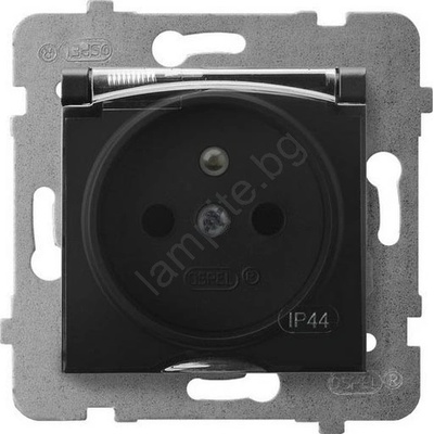 Ospel - Външна домашна розетка без рамка 230V ARIA IP44 черна (OE0008)