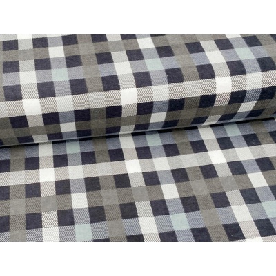 Mirtex Látka FLANEL 165/K4 Kostky malé černo-bílé šíře 150cm Zbytková metráž