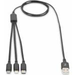 ASSMANN кабел за зареждане 3 в 1 за Apple, Android и Google Pixel, 1 м - черен (AK-300160-010-S) (AK-300160-010-S)
