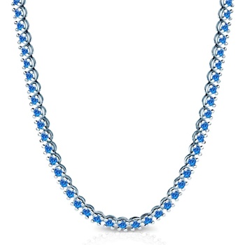 SAVICKI Тенис колие Luminy 3, 8 мм: бяло злато, сини сапфири